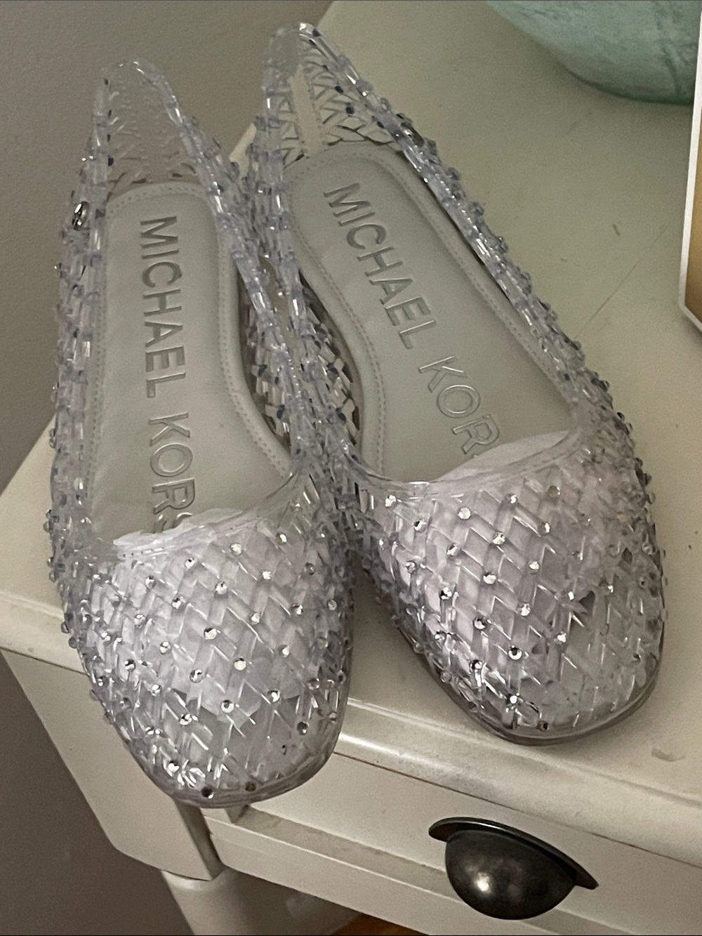 Michael Kors Clear Jelly Flats with Silver Stud Detail - Picture 3 of 10
